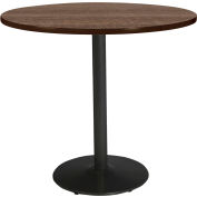 KFI 48" x 36"H Round Counter Height Pedestal Table - Studio Teak Top - Round Black Base