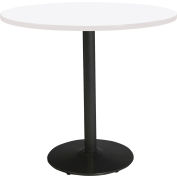KFI 48" x 36"H Round Counter Height Pedestal Table - Designer White Top - Round Black Base