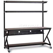 Kendall Howard 72" Performance 100 Series LAN Station with Half Bottom Shelf, African Mahogany