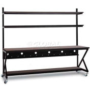 Kendall Howard 96" Performance 100 Series LAN Station with Half Bottom Shelf, African Mahogany