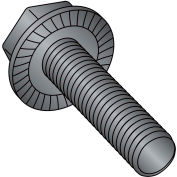 1/4-20X1 Serrated Hex Flanged Washer Indented U/C Full Thread Scr Black Oxide, Pkg of 2000