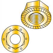3/8-16 Serrated Flange Hex Lock Nuts Grade 8 Zinc Yellow, Pkg of 1000