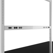 Barre de chemin de câbles d’alimentation à double circuit pour bancs de laboratoire à 4 pieds de 84 po de hauteur, 20 A, 72 po de largeur, argent