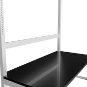 Rail de montage de multiprise pour bancs de laboratoire à 4 pattes de 84 po de hauteur, 66 po L, argent