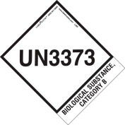 LabelMaster® étiquettes « UN3373 Biological Substance Category B », 4"L x 4-3/4"W, Blanc, Rouleau de 500