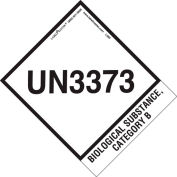 LabelMaster® étiquettes « UN3373 Biological Substance Category B », 4"L x 4-3/4"W, Blanc, Rouleau de 500