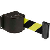 Barrière rétractable de ceinture de montage de mur de Lavi Industries, cas noir de ride W/18' ceinture noire/jaune