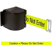 Lavi Industries Warehouse Retractable Belt Barrier, Black W/18' Neon Yellow "Caution" Belt