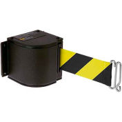 Barrière de ceinture rétractable de Lavi Industries Warehouse, boîtier noir W/18' Ceinture noire/jaune