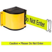 Lavi Industries Warehouse Retractable Belt Barrier, Yellow Case W/18' Neon Yellow "Caution" Belt