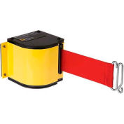 Barrière de ceinture rétractable de l’entrepôt Lavi Industries, support réglable, boîtier jaune W/18' Ceinture rouge
