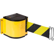 Barrière rétractable de ceinture d’entrepôt de Lavi Industries, montage d’Adj., caisse jaune W/18' ceinture noire/jaune