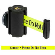 Lavi Industries Magnetic Retractable Belt Barrier, Black Wrinkle W/15' Neon Yellow "Caution" Belt