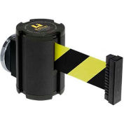 Lavi Industries Magnetic Retractable Belt Barrier, Black Wrinkle Case W/13' Black/Yellow Belt
