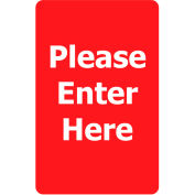 Tensabarrier® Acrylic Sign, "Please Enter Here", 7"Wx11"H, Red/White