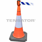 Tensabarrier Orange TensaCone Topper 7,5' L Blue/White Chevron ceinture rétractable barrière