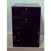 Fenco Lowboy Teller piédestal armoire 604L-B - 2 tiroirs gauche porte 18 "x 19" x 27-7/8" noir