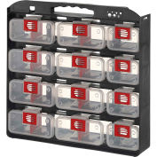 ShopSol 1010499 Bin Compartment Case - 1 Sided, 12 Locking Bins, 15-1/2"L x 16"W x 2-3/4"H - Black