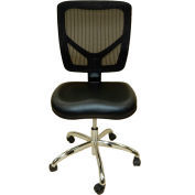 Chaise de laboratoire dentaire ShopSol avec siège en vinyle et dossier de maille, noir