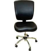 Chaise de laboratoire dentaire ShopSol avec siège et dossier en vinyle, noir