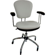 Chaise de laboratoire de bureau ShopSol™ avec siège en vinyle et roulettes de sol dur, blanc