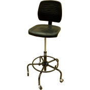 Chaise d’établi ShopSol™ avec roulettes de freinage inversé, polyuréthane, noir
