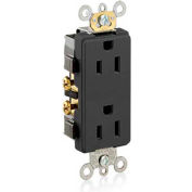 Leviton 16242-E 15A, 125V, Decora Plus Duplex Receptacle, Commercial Grade, Black - Pkg Qty 10