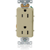 Leviton 16252-I Decora Plus Duplex Receptacle, Straight Blade, Commercial Grade, Ivory