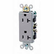 Leviton 16342-GY 20A, 125V, Decora Plus Duplex Receptacle, Self Grounding, Gray - Pkg Qty 10