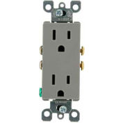 Leviton 5325-GY 15A, 125V, Decora Duplex Receptacle, Grounding, Gray - Pkg Qty 10