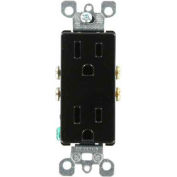 Leviton 5325-SE 15A, 125V, Decora Duplex Receptacle, Self Grounding, Black - Pkg Qty 10