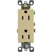 Leviton 5325-SI 15A, 125V, Decora Duplex Receptacle, Self Grounding, Ivory - Pkg Qty 10