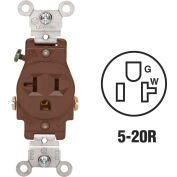 Leviton 5801 20 a, 125 v, NEMA 5-20R, 2p, 3W, Single Recpt., mise à la terre, brun, qté par paquet : 10