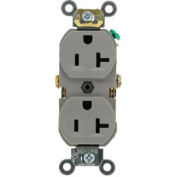 Leviton BR20-GY 20A, 125V, Duplex Receptacle, Self Grounding, Gray - Pkg Qty 10