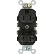 Leviton CR20-E 20A, 125V, Duplex Receptacle, Self Grounding, Black - Pkg Qty 10