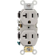 Leviton CR20-GY 20A, 125V, Duplex Receptacle, Self Grounding, Gray - Pkg Qty 10