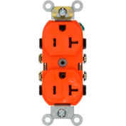 Leviton CR20-O 20A, 125V, Duplex Receptacle, Self Grounding, Orange - Pkg Qty 10