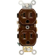 Leviton CR20-S 20 Amp, 125 Volt, NEMA 5-20R, 2P, 3W, Duplex Receptacle, Brown - Pkg Qty 10