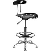 Tabouret de bureau Flash Furniture avec dossier - plastique - noir