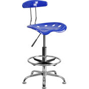 Tabouret de bureau avec dossier Flash Furniture, plastique, bleu