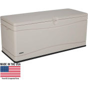 Lifetime 60040 Outdoor Deck Storage Bench Box 130 Gallon, Sand w/Black Bottom