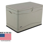 Lifetime 60059 Outdoor Deck Storage Box 80 Gallon, Sand w/Black Bottom