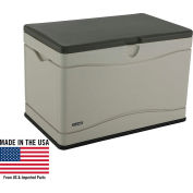 Lifetime 60103 Outdoor Deck Storage Box 80 Gallon, Sand w/Brown Lid