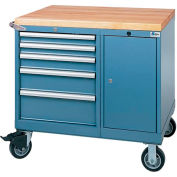 Lista® 7 Drawer Mobile Work Center with Butcher Block Top - Classic Blue