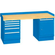 72x30x35.25 (2) Cabinet workstation w/6 drawers, back & end stops/butcher block top