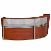Linea Italia Curved Modern Reception Desk with Counter, 2 Units, 124"W x 49"D x 46"H, Cherry