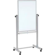 Global Industrial™ Mobile Reversible Magnetic Whiteboard - 24"W x 36"H - Steel - Silver Frame