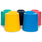Luxor Tailfin Plastic Stackable Stools, 16"L x 15"W x 18"H, Assorted, 5 Pack