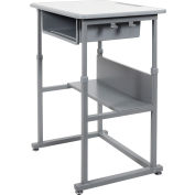 Luxor Student Sit-Stand Desk - Manual Height Adjustment - Gray