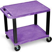 Luxor AV Cart, 26"H, Two Shelves, Black Legs, Purple Shelves, 300 Lbs Capacity